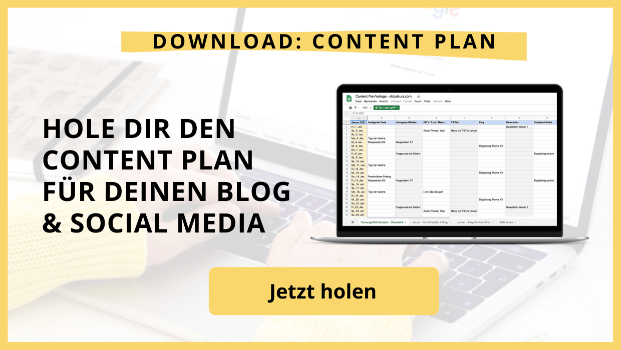 Download: Hole dir den Content Plan für deinen Blog und Social Media 